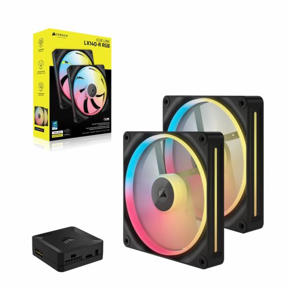 CORSAIR iCUE Link LX140-R RGB Case fan reverse blade 140mm black (pack of 2)