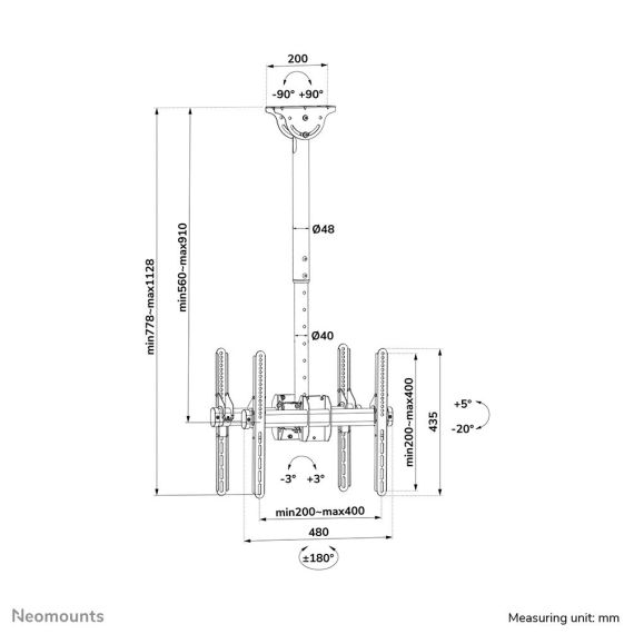 NewStar NeoMounts NM-C440D / Bracket / for 2 LCD  | NM-C440DBLACK