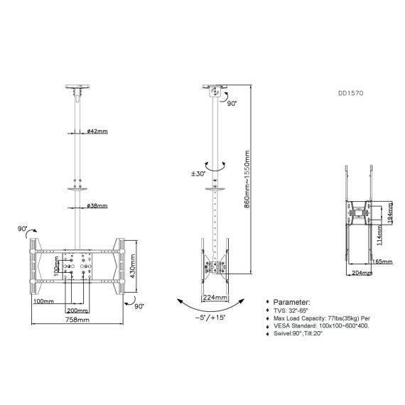 Equip Pro / Bracket / for 2 flat panels / steel / black  | 650370