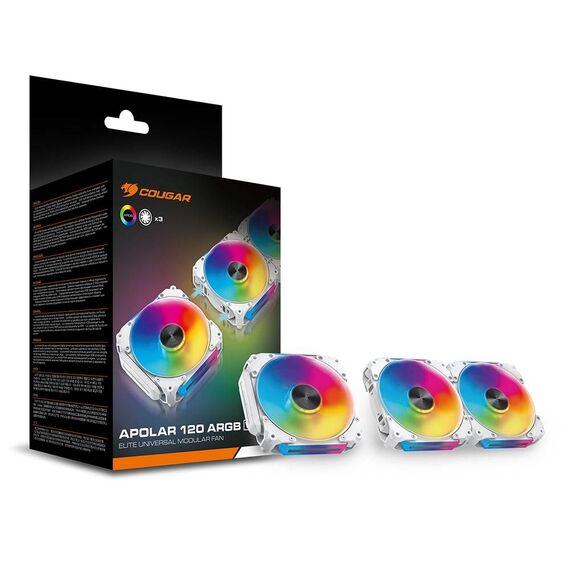 Cougar APOLAR 120mm Elite Universal Modular ARGB Fans - 3-Pack - White