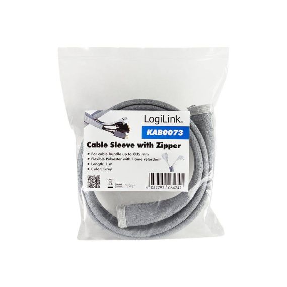 LogiLink Cable management sleeve with zipper 1 m KAB0073