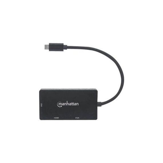 Manhattan USBC DockHub, Ports (x3): DVII, HDMI and VGA 152983