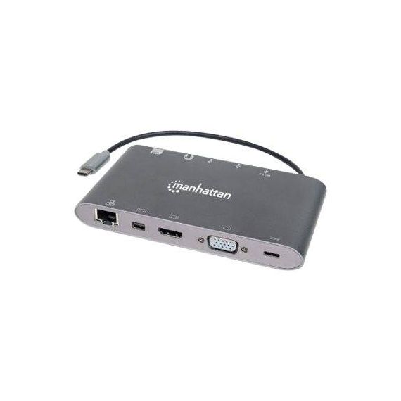 Manhattan USBC DockHub with Card Reader, Ports (x8): 152808