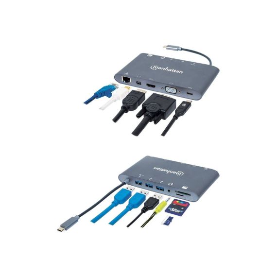 Manhattan USBC DockHub with Card Reader, Ports (x8): 152808