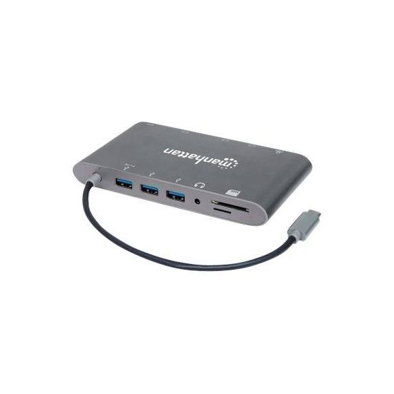 Manhattan USBC DockHub with Card Reader, Ports (x8): 152808