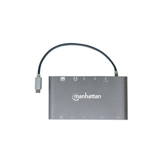 Manhattan USBC DockHub with Card Reader, Ports (x8): 152808