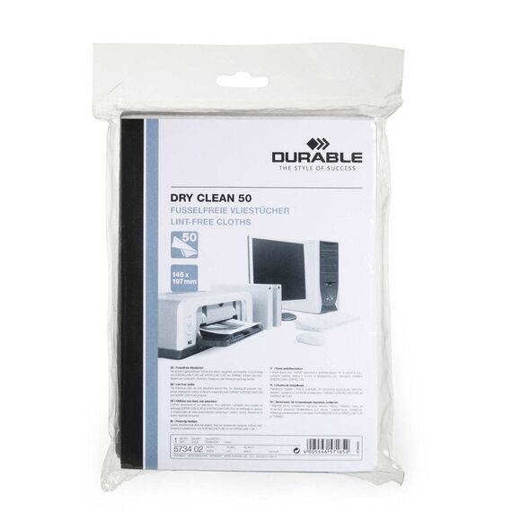 DURABLE DRY CLEAN Cleaning wipes white for Screenclean 573402