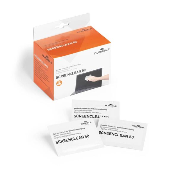 DURABLE Screenclean 50 Cleaning wipes white (pack of 50) 578702