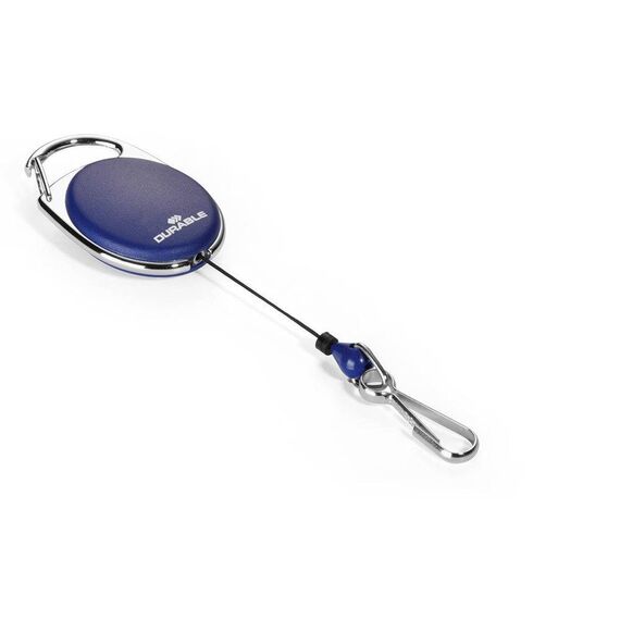 Durable STYLE Secure Retractable Carabiner Badge Reel for IDs & Keys Blue