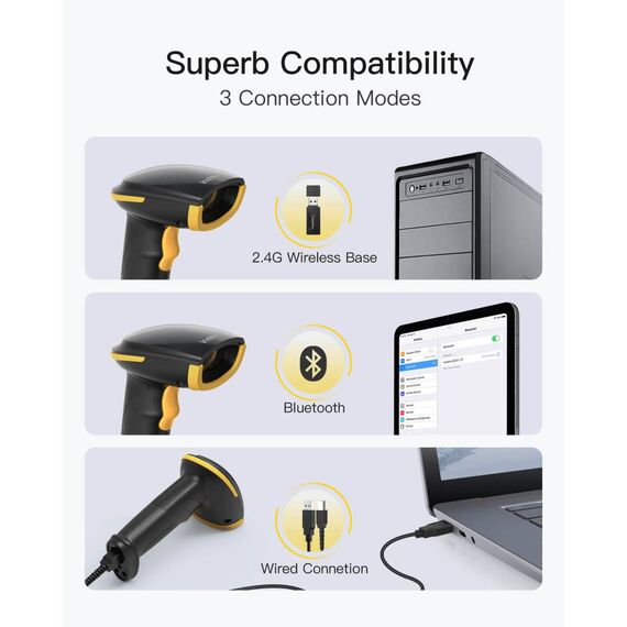 Inateck 2D Bluetooth Barcode Scanner BCST23_BLACK