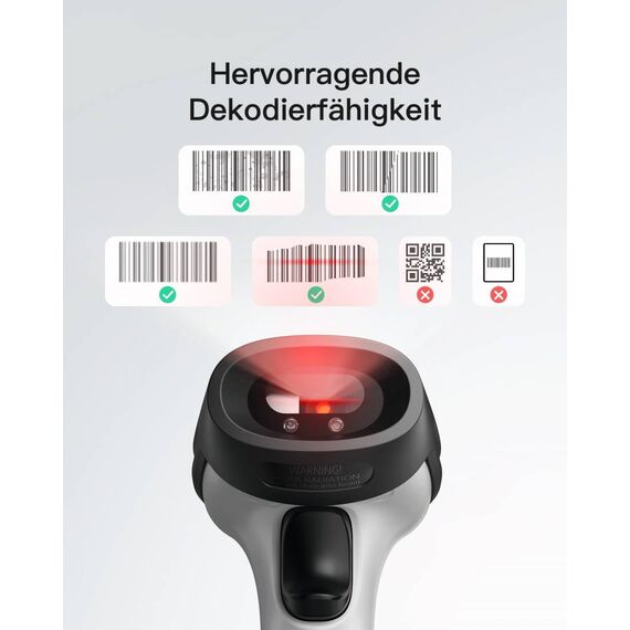 Inateck AI Barcode Scanner Bluetooth 1D Scanner BCST70AI_GRAY