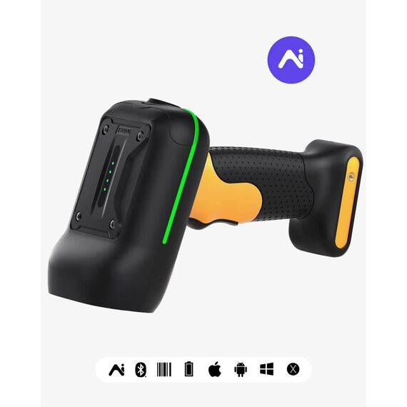 Inateck AI Industrial 1D Bluetooth Barcode Scanner with IP67 Waterproof