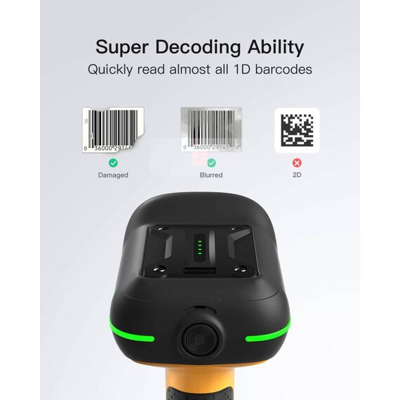 Inateck AI Industrial 1D Bluetooth Barcode Scanner with IP67 Waterproof
