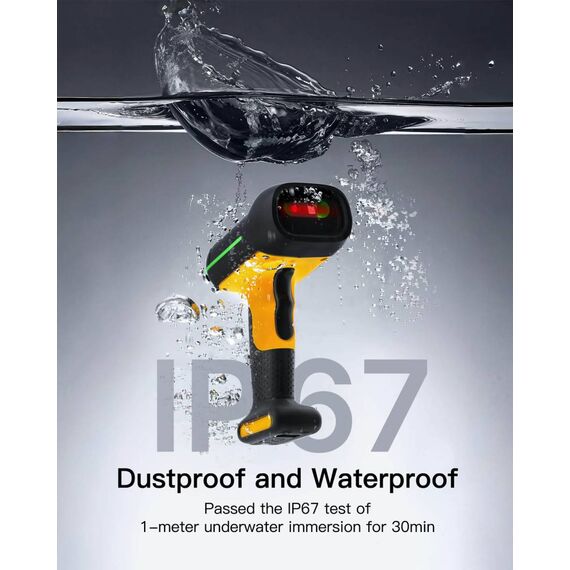Inateck AI Industrial 1D Bluetooth Barcode Scanner with IP67 Waterproof