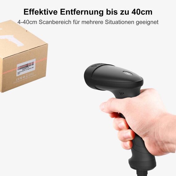 Inateck BCST-33 1D barcode scanner, wired, with intelligent mount black