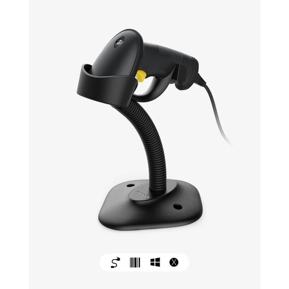 Inateck BCST-33 1D barcode scanner, wired, with intelligent mount black