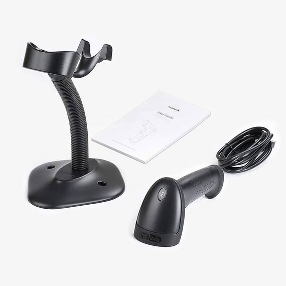 Inateck BCST-33 1D barcode scanner, wired, with intelligent mount black