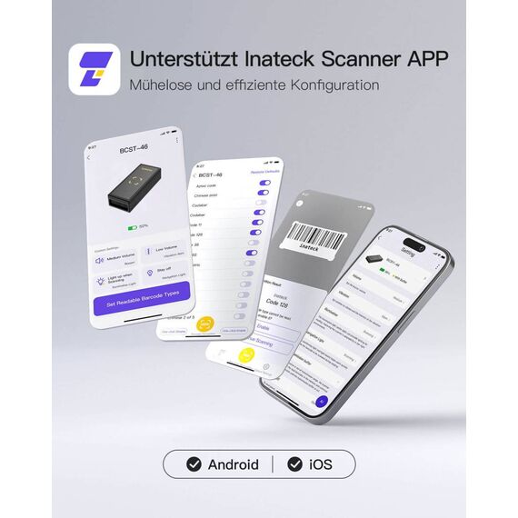 Inateck BCST-46 Mini Portable 2D Wireless Barcode Scanner