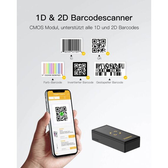 Inateck BCST-46 Mini Portable 2D Wireless Barcode Scanner