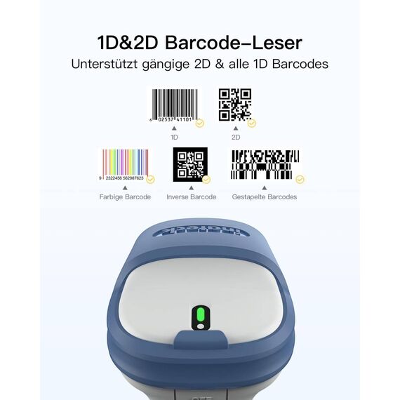 Inateck BCST-73 1D 2D barcode scanner BCST73_WHITE BLUE