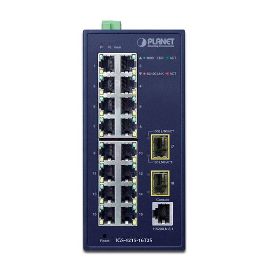 PLANET IGS-4215-16T2S / Switch / Managed / 16 x 10/100/1000 + 2 x