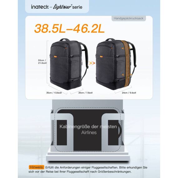 Inateck 20-46L Travel Backpack BP03006_BLACK