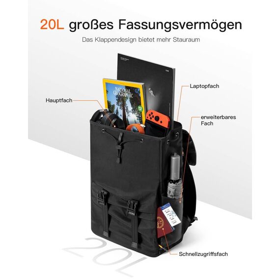 Inateck 20L Leisure Backpack for Men and Women BP01008_BLACK