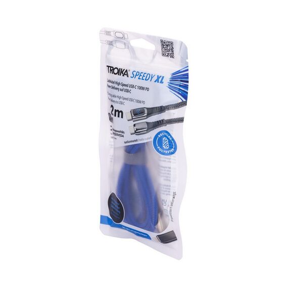 TROIKA CBL20/DB / 2 m / USB C / USB C/Lightning / Blue