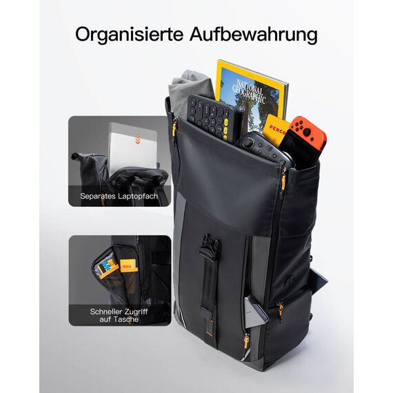 Inateck BP01009 15.6″ Backpack – Black Roll‑Top