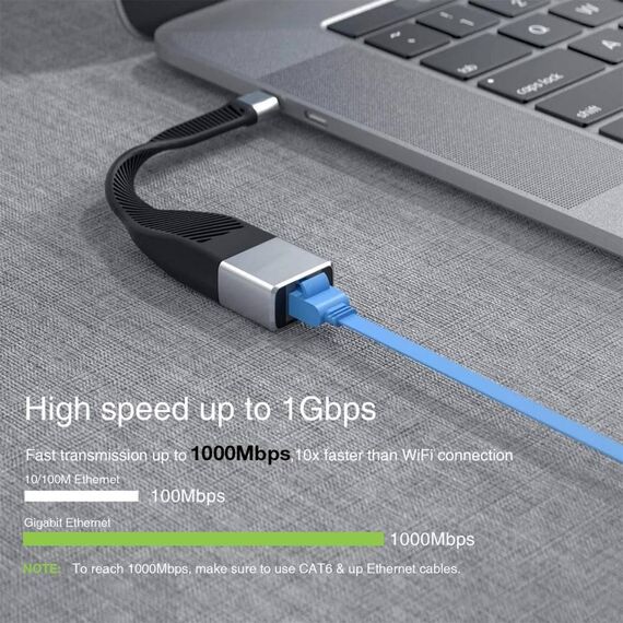 Techly Short Flat USB-C Male to RJ45 ICOCUSBCRJ45
