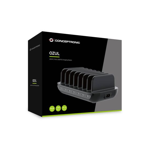 Conceptronic 160W 7-Port USB PD Charging Station, USB-C x 7, PD 3.0 OZUL07B
