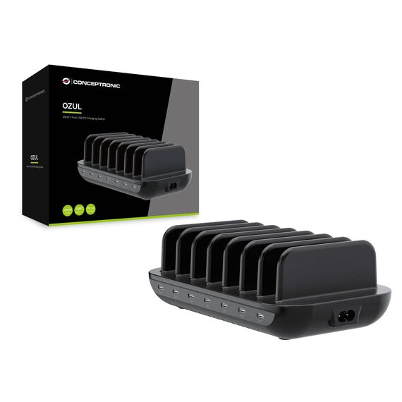 Conceptronic 160W 7-Port USB PD Charging Station, USB-C x 7, PD 3.0 OZUL07B