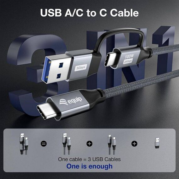 Equip 2 in 1 USB 3.2 Gen 2x2 C to C A cabl 128432