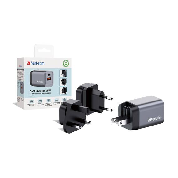 Verbatim Power adapter GaN 35 Watt 3 A PD 3.0, QC 3.0 2 32200