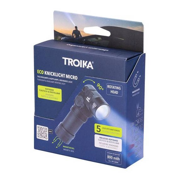 TROIKA ECO KNICKLICHT MICRO, Hand flashlight + Headban | TOR25/BK