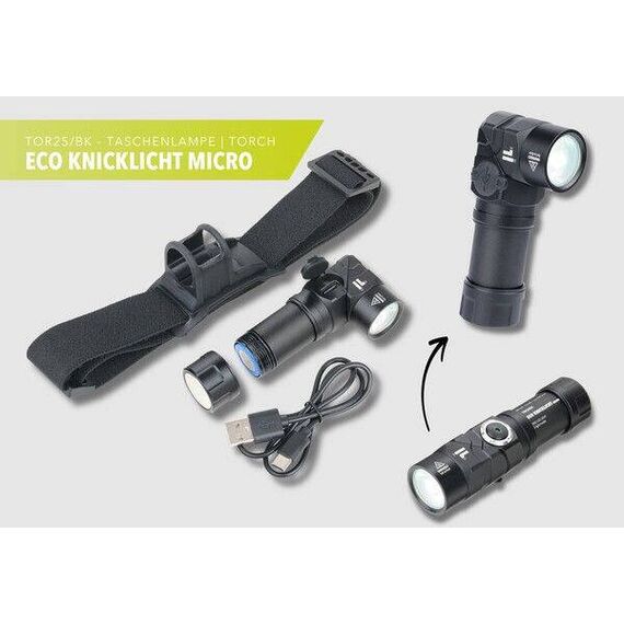 TROIKA ECO KNICKLICHT MICRO, Hand flashlight + Headban | TOR25/BK