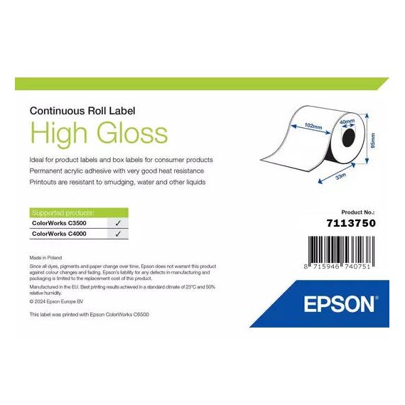 Epson / High-glossy / Roll (10.2 cm x 33 m) 1 roll(s) c | 7113750