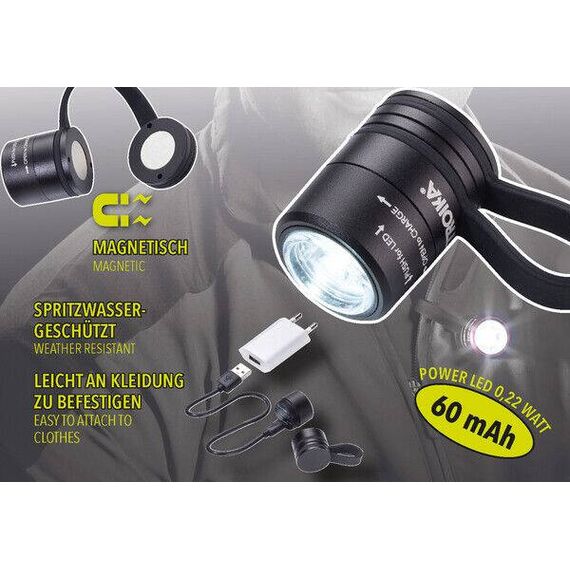 TROIKA ECO RUN, Magnetic mount flashlight, Black, Alum | TOR90/BK
