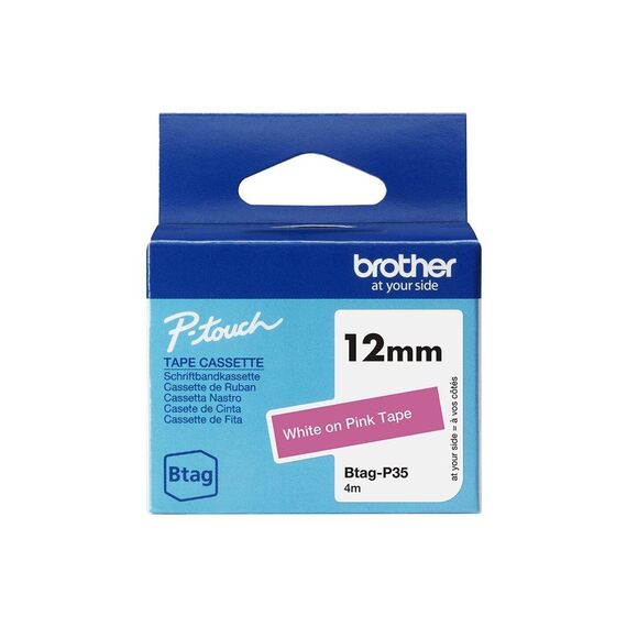 Brother BTAGP35 White on pink Roll (1.2 cm x 4 m) 1 BTAGP35
