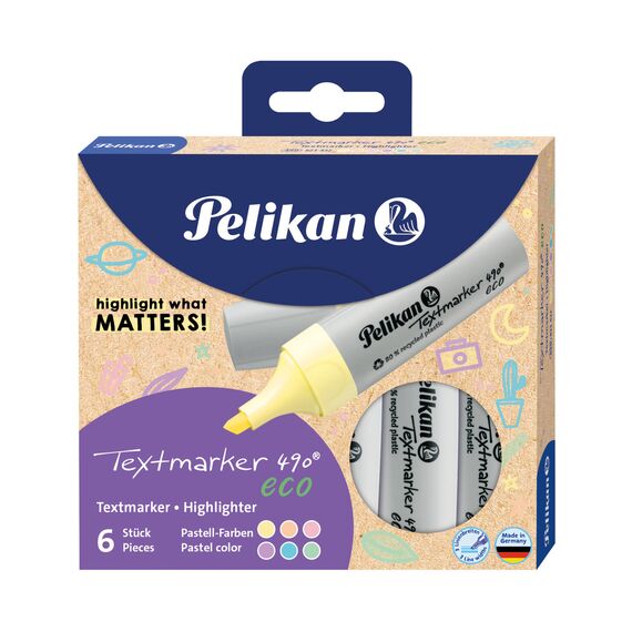 Pelikan Textmarker 490 eco / 6 pc(s) / Multicolour / Chi | 823432