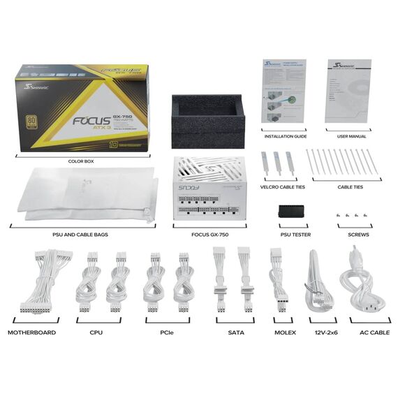 Seasonic FOCUS GX White ATX 3 (2024) FOCUSGX1000V4WHITE