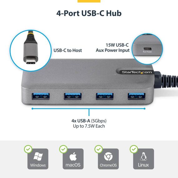 StarTech.com Hub 4 x USB 3.2 Gen 1 + 1 x USBC 5G4ACUSBCHUB