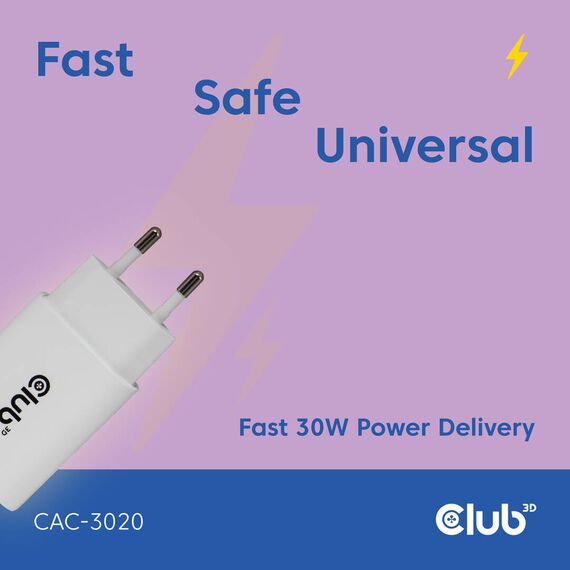 Club 3D CAC-3020 / Power adapter / 30 Watt / 3 A / PD 3.0 (24 pin