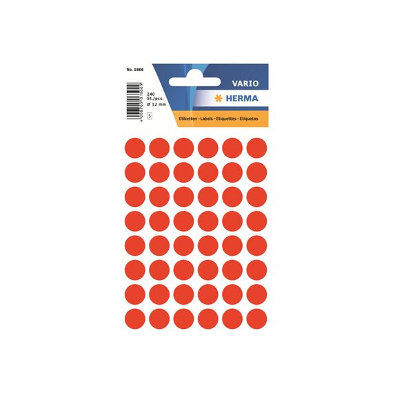 HERMA / Paper / self-adhesive / luminous red / 12 mm round | 1866