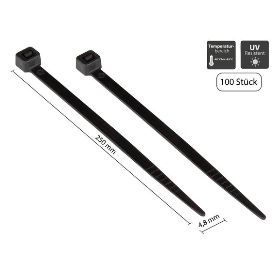 Alcasa KAB-25S48 / Releasable cable tie / Nylon / Black / 25 cm /