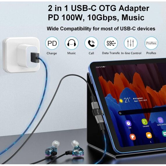 Equip Adapter USBC>2xUSBC 10Gbps PD 100W Alu. Adapter 133479