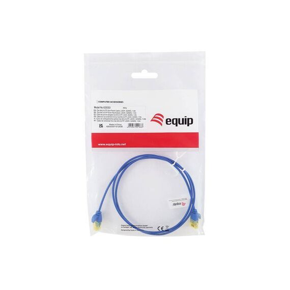 Equip Cat6A U UTP Slim Patch Cable, 1.5m, Blue 626304