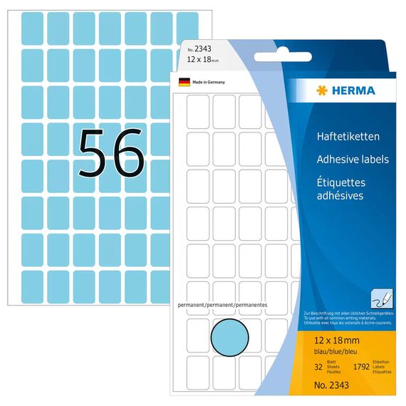 HERMA / Paper / self-adhesive / blue / 12 x 18 mm 1792 lab | 2343