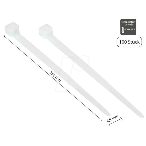 Alcasa KAB-25T48 / Releasable cable tie / Nylon / Transparent / 2
