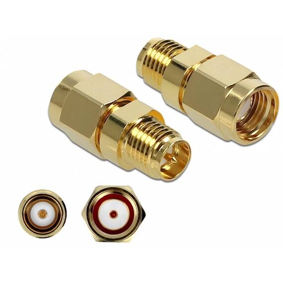 Delock Aerial adapter RPSMA plug to RPSMA 89977